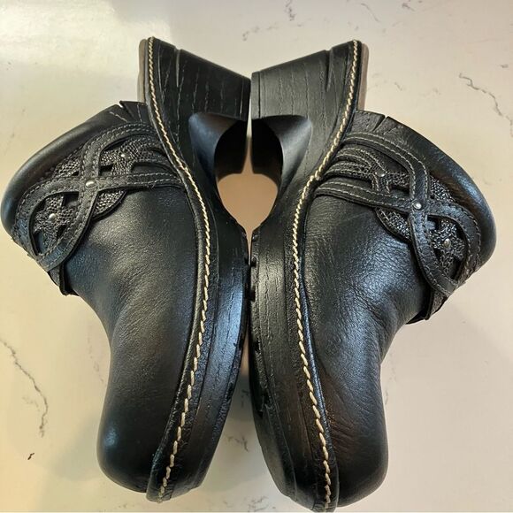 Euro Soft by Sofft Mule Heels Leather Slip On Shoes Black Clogs Womens Size 8 - Picture 10 of 13